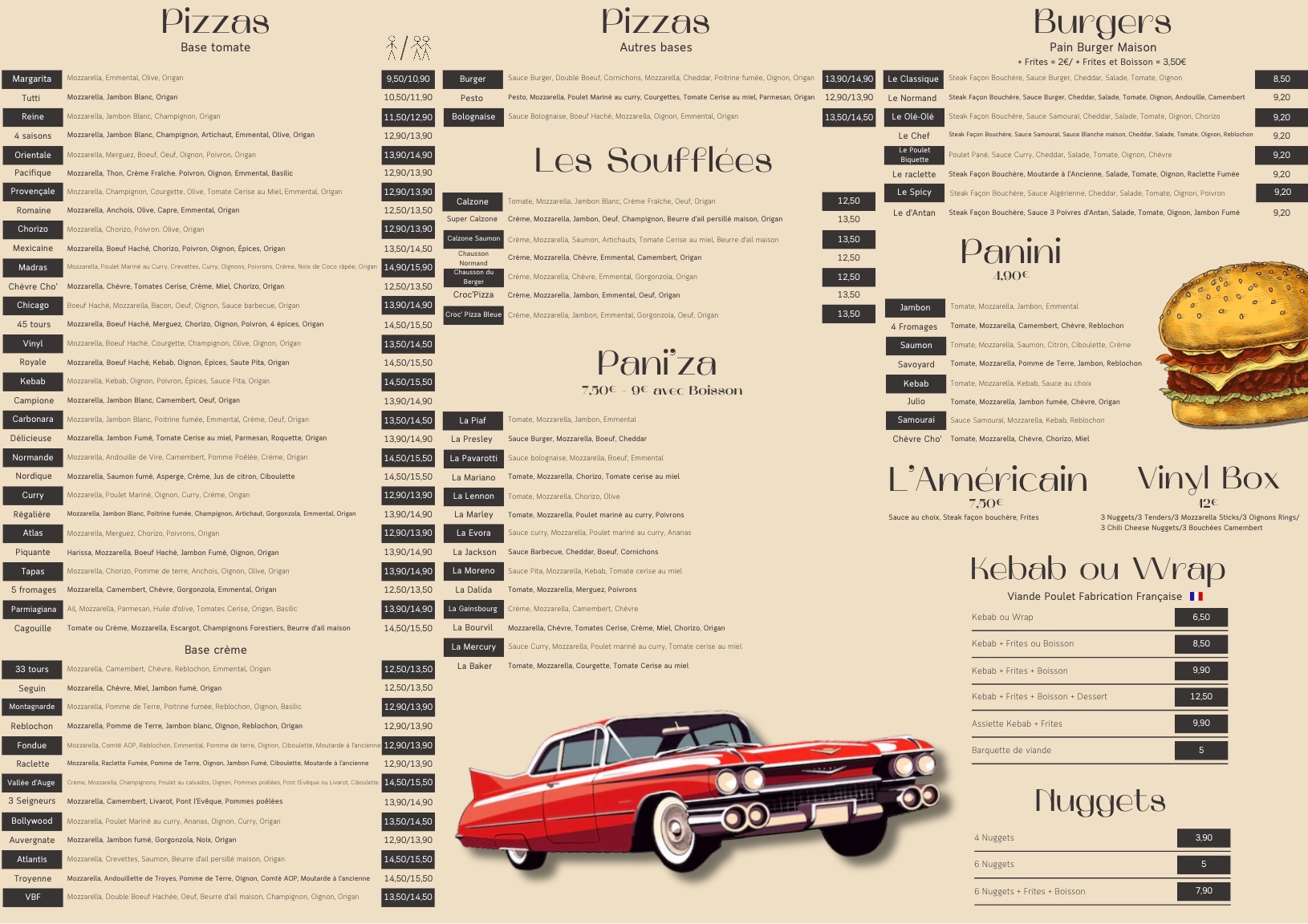 carte du Vinyl-Pizza recto