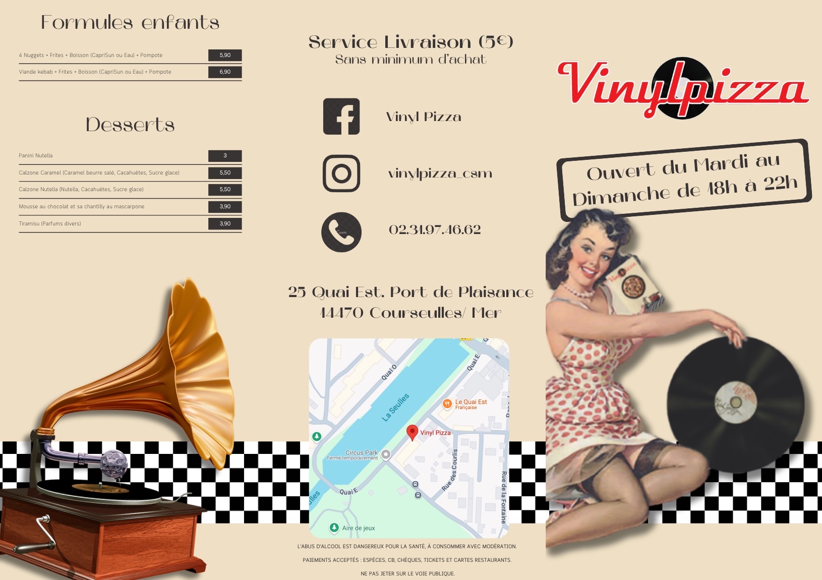 carte du Vinyl-Pizza verso